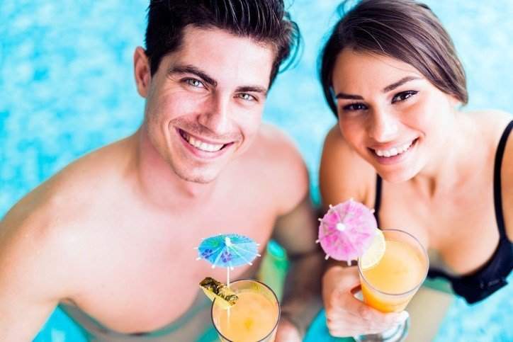 cocktails in the hot tub