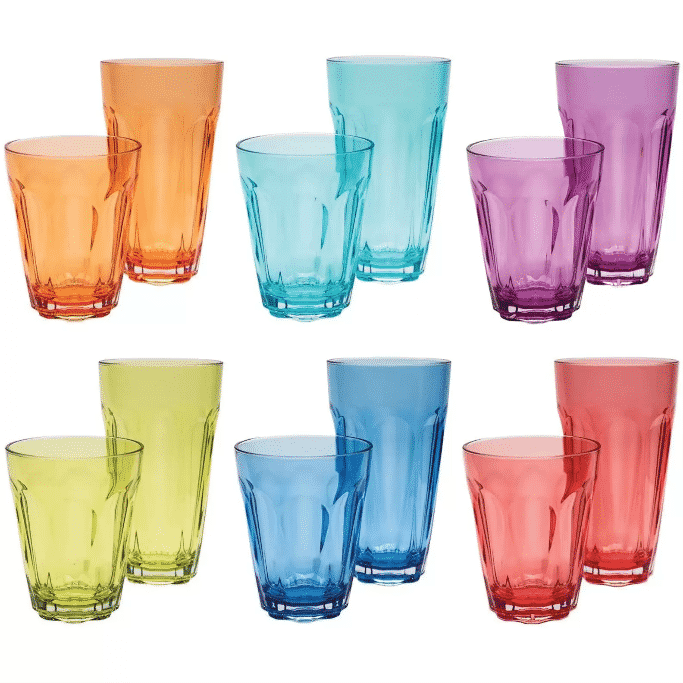 Elle Decor Acrylic 25 Ounce Plastic Water Tumblers, Set of 4 Drinking Cups,  Reusable, Shatterproof, and BPA-Free Beverage Drinking Glasses, Clear