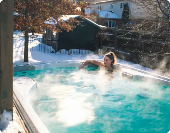 Lady in outdoor spa