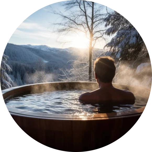 man relaxing in hot tub