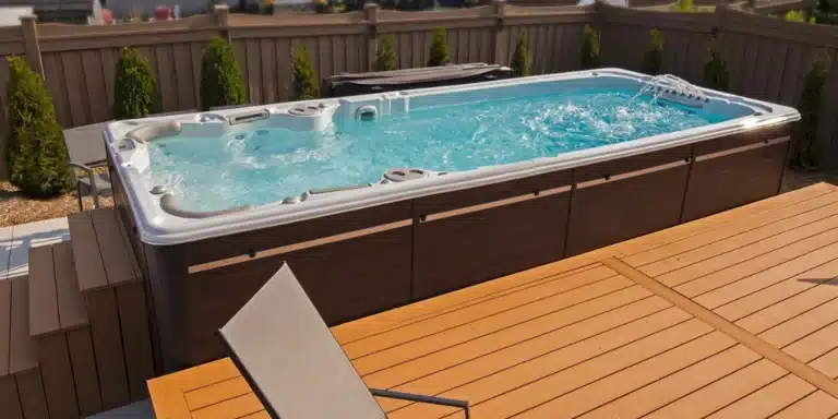 swim spa filled with water